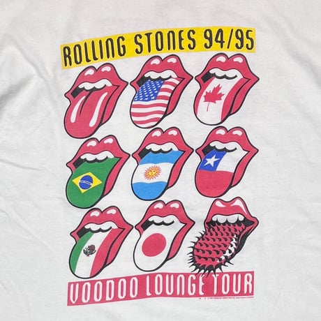THE ROLLING STONES VOODOO LOUNGE TOUR 94/95 LIP & TONGUE COUNTRY FLAG WHITE BROCKUM XL 3939