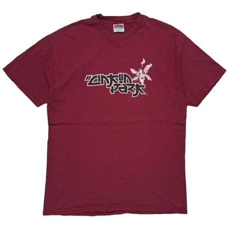 LINKIN PARK HYBRID THEORY ARM BLACK PRINT BURGUNDY HANES LARGE 5138