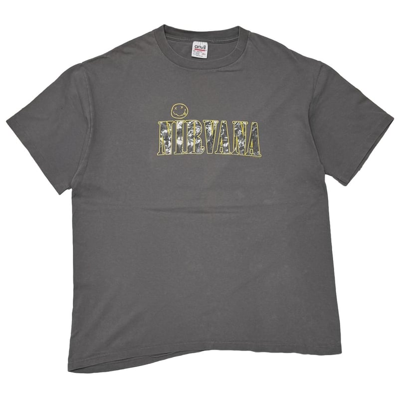 NIRVANA TEXT LOGO WITH SMILE CHARCOAL ANVIL XL