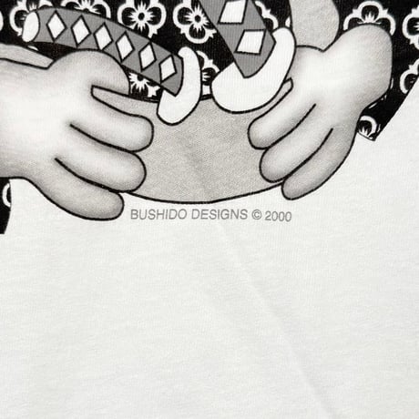 OLD & VINTAGE SIMPSONS HOMER 馬鹿外人 BUSHIDO DESIGNS 2000 BOOTLEG WHITE Hanes XL 8359
