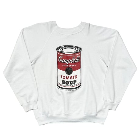 OLD&VINTAGE ANDY WARHOL CAMPBELL TOMATO SOUP CREWNECK SWEAT WHITE HANES LARGE 8326
