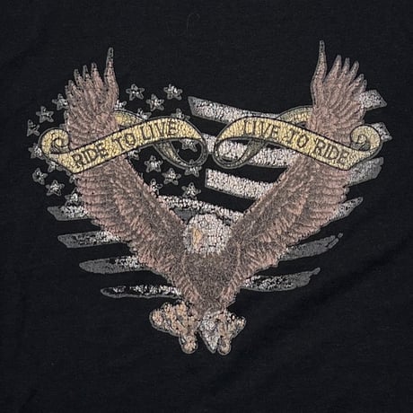 HARLEY DAVIDSON AMERICAN FLAG & EAGLE BACK RIDE TO LIVE FRUIT OF THE LOOM 0734
