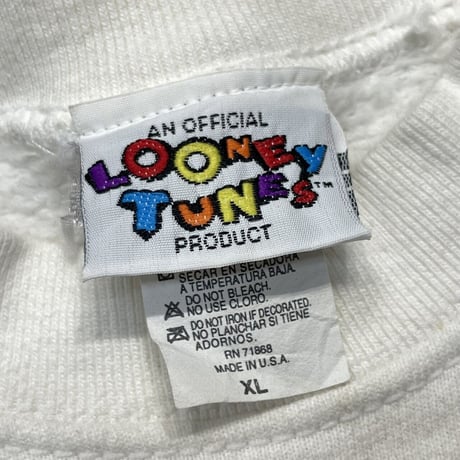 LOONEY TUNES 1996 TAZMANIAN DEVIL BASKETBALL CLASH CREWNECK SWEAT WHITE XL 3922