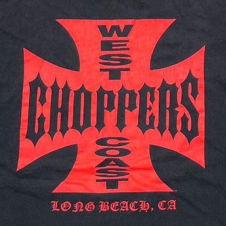 WEST COAST CHOPPERS IRON CROSS LONG BEACH LA SLEEVE FLAME&SKULL LS BLACK RED ALSTYLE XL 5936