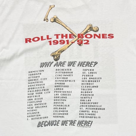 RUSH ROLL THE BONES 1991-92 TOUR WHITE FITS XL 3900