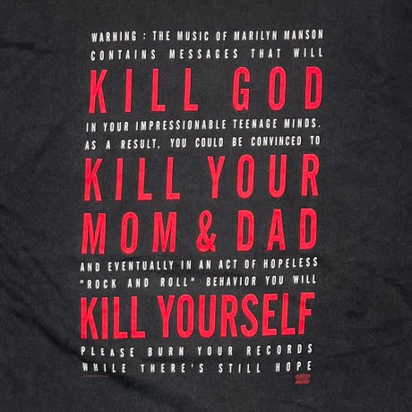 MARILYN MANSON KILL GOD KILL YOUR MOM & DAD KILL YOURSELF TULTEX XL 1203