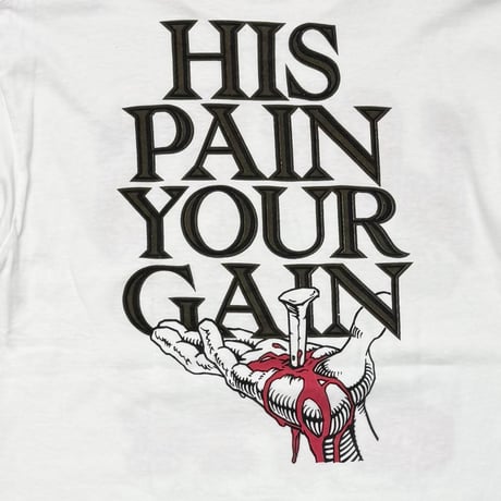 LORD'S GYM HIS PAIN YOUR GAIN THE SIN OF THE WORLD WHITE DELTA LARGE 9351