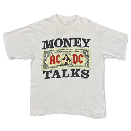 AC/DC 1990 MONEY TALKS WORLD TOUR 1990/91 WHITE FITS XL 8508