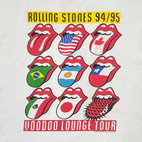 ROLLING STONES 1994 VOODOO LOUNGE WORLD TOUR MULTI TONGUE WHITE BROCKUM LARGE 3938