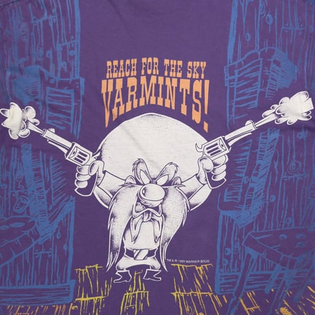 LOONEY TUNES YOSEMITE SAM 1993 REACH FOR THE SKY VARMINTS! OVP PURPLE FITS XL-XXL 7320