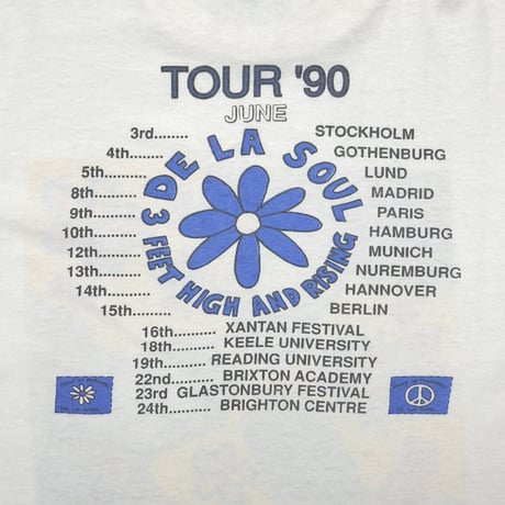 DE LA SOUL FEET HIGH AND RISING TOUR 1990 FRONT SQUARE DOUBLE SIDE WHITE XL 6206