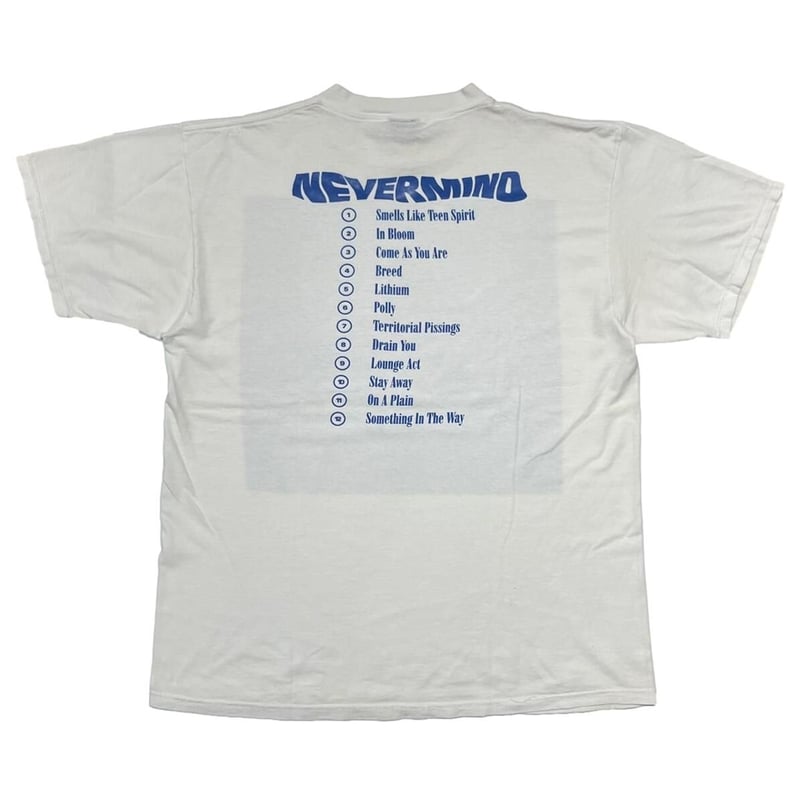 NIRVANA NEVERMIND 1992 WHITE GIANT BY TULTEX XL NIRVANA NEVERMIND 1992 WHITE GIANT BY TULTEX XL