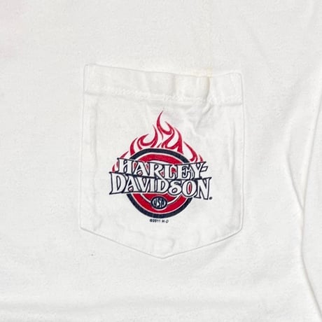 HARLEY DAVIDOSN ARM FRAME POCKET TEE WHITE 2011 LS FITS XL 2739