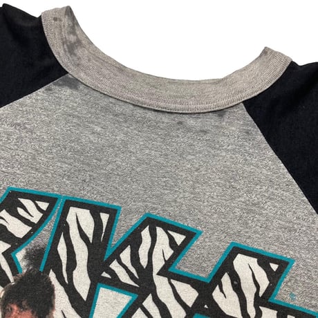 KISS TOUR 84-85 ANIMALIZE RAGLAN TEE GREY/BLACK FITS XL 9758