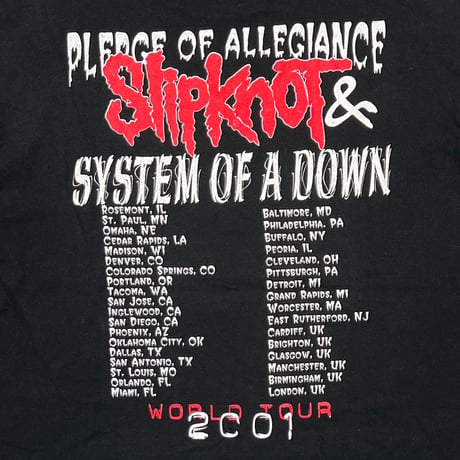 Slipknot 2001 IOWA WORLD TOUR & SYSTEM OF A DOWN FITS XL 1742