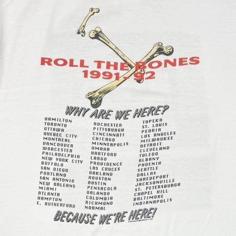 RUSH ROLL THE BONES 1991-92 WHITE FITS LARGE 5437