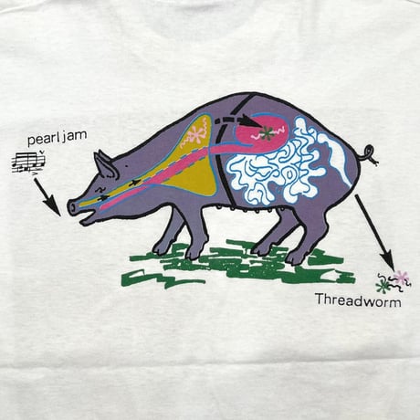 PEARL JAM 1993 THREADWORM WHITE FRUIT OF THE LOOM LARGE 1650