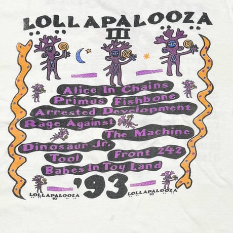 LOLLAPALOOZA '93 MUSIC FESTIVAL BOOTLEG WHITE Solar-T LARGE 0926