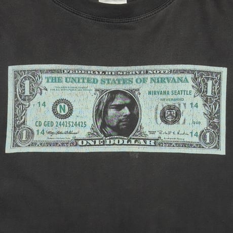 NIRVANA KURT COBAIN MEMORIAL DOLLAR BACK RED TEXT EURO XL 4278