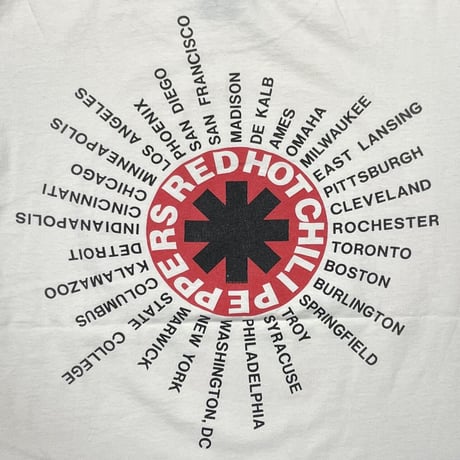 RED HOT CHILI PEPPERS BLOOD SUGAR SEX MAGIK TOUR LOGO & PHOTO WHITE GIANT BY TEE JAYS XL 3942