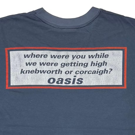 oasis WHITE BOX LOGO KNEBWORTH OR CORCAIGH? FADED NAVY FITS XL 7488
