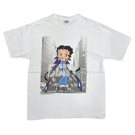 BETTY BOOP DKNY PARODY BBNY TEE 1995 WHITE XL 9459
