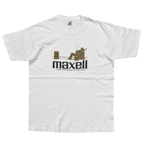 maxell GOLD LOGO TAKE YOUR MUSIC TO THE MAX ! WHITE FRUIT OF THE LOOM XL 6886