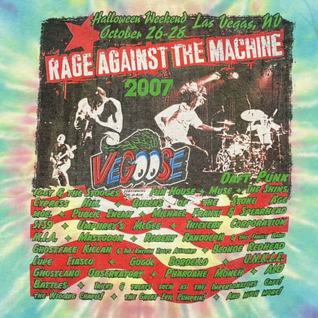 RAGE AGAINST THE MACHINE 2007 VEGOOSE TOUR TEE TIEDYE FRUIT OF THE LOOM XL 2910