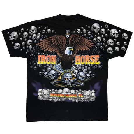 OLD & VINTAGE IRON HORSE SALOON SKULL & EAGLE OVP POCKET TEE FITS XL 4959