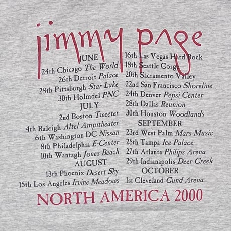 LED ZEPPELIN JIMMY PAGE NORTH AMERICA TOUR 2000 ZOSO GREY ALL SPORT LARGE 0030