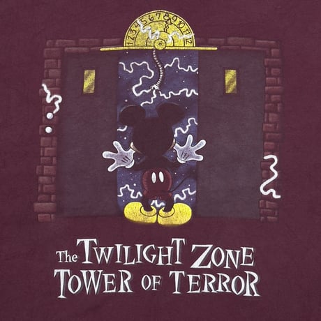 DISNEY VINTAGE THE TWILIGHT ZONE TOWER OF TERROR DOUBLE SIDE BURGUNDY XXL 6939