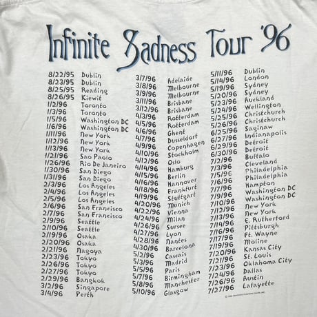THE SMASHING PUMPKINS INFINITE SADNESS TOUR '96 WHITE TULTEX XL 2045