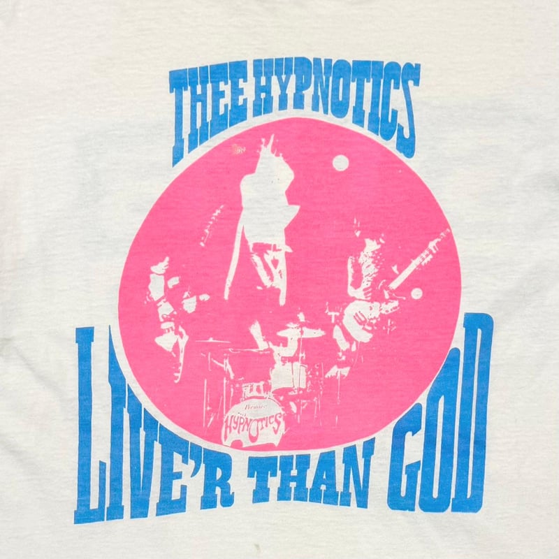 80s ビンテージ THEE HYPNOTICS ジー・ヒプノティクス Tシャツ THEE HYPNOTICS by SUB POP LIVE'R THAN GOD WHITE