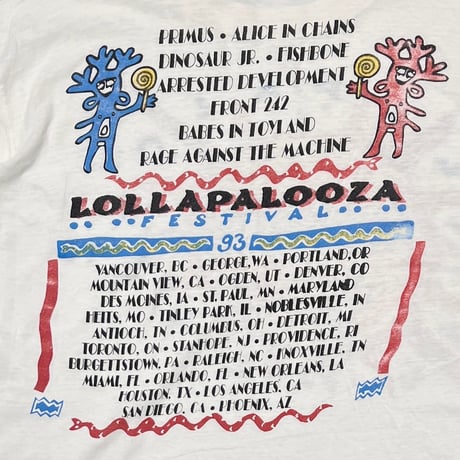 LOLLAPALOOZA 93' FESTIVAL ALICE IN CHAINS WHITE FITS XL 1170