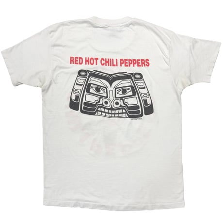 RED HOT CHILI PEPPERS 1991 DOUBLE SIDE Aztec TEE WHITE ANVIL XL 1208