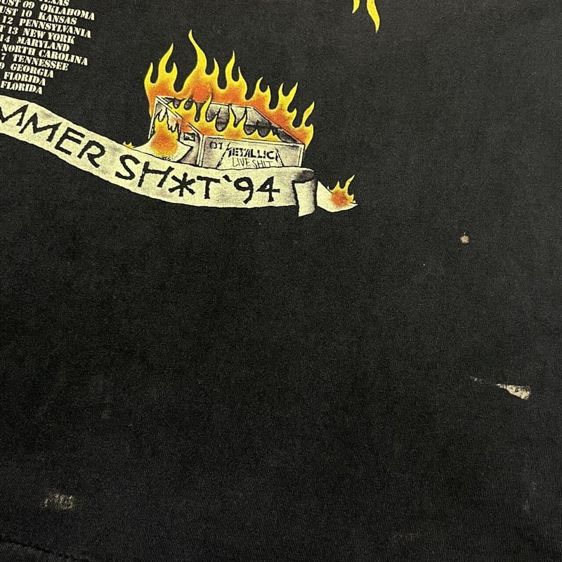 METALLICA PUSHEAD FLAMING SKULL SUMMER SHIT '94