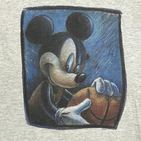 DISNEY VINTAGE MICKEY BASKETBALL ART LS TEE ASH GREY XL 2614