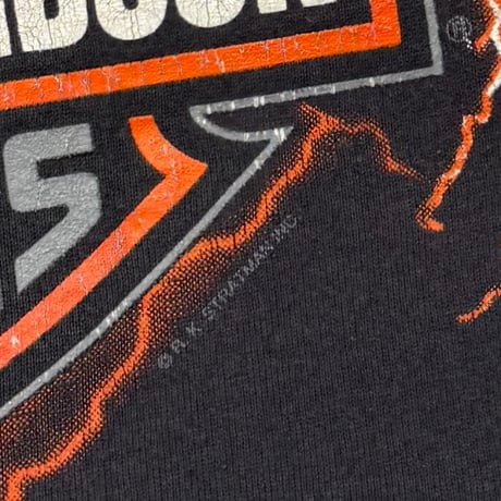 HARLEY DAVIDSON THUNDER & LIGHTNING ORANGE C&S OF NASHVILLE RAGLAN CREWNECK SWEAT HANES XL 9999