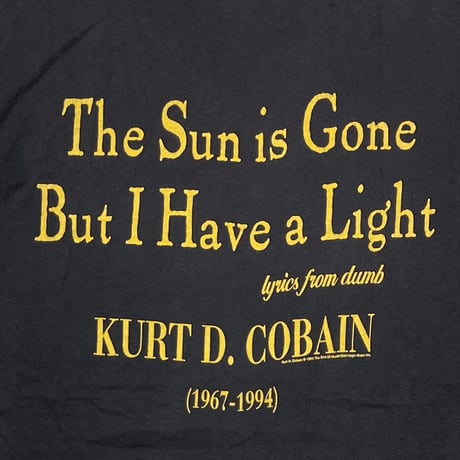 NIRVANA KURT COBAIN MEMORIAL SUN IS GONE TULTEX XL 8011