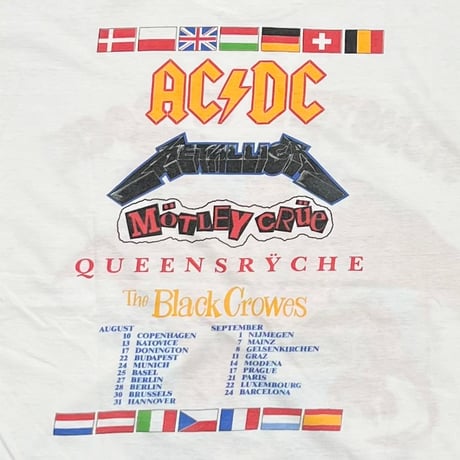 MONSTER OF ROCK TOUR FESTIVAL TEE WHITE EURO FITS LARGE 5548
