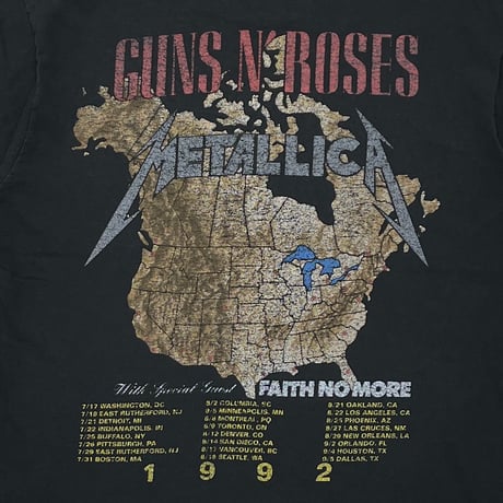 GUNS N' ROSES × METALLICA TOUR 1992 WITH SPECIAL GUEST FAITH NO MORE FRUIT OF THE LOOM LARGE 1694