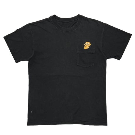 THE ROLLING STONES GOLD RIP & TONGUE EMBROIDERY POCKET TEE FITS LARGE 5056