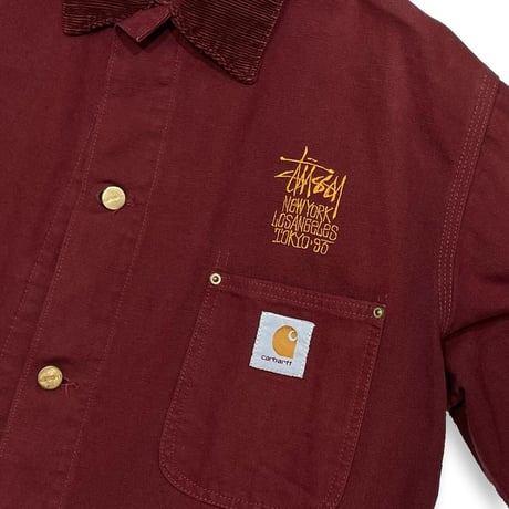 LAST OF STORE STUSSY 1993 CARHARTT JACKET WINE RED FIT XL 0158