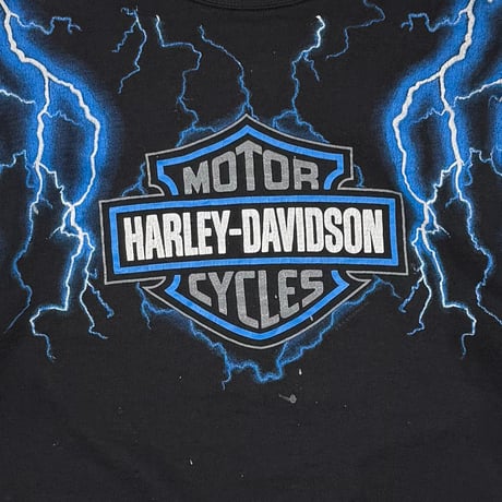 HARLEY DAVIDSON 	SHOULDER BLUE THUNDER LIGHTNING OVP CREWNECK SWEAT JOE CARSON HANES LARGE 8335