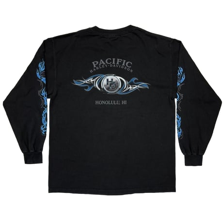 HARLEY DAVIDSON 2004 BLUE FLAME SKULL LS LARGE 8722