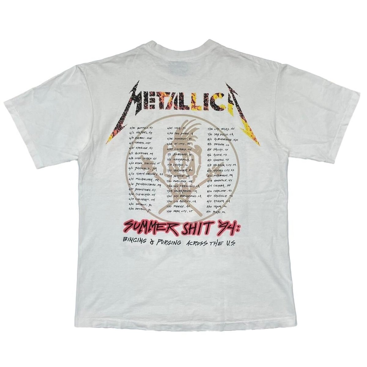 METALLICA SUMMER SHIT 1994 WHITE GIANT BY TEE J...