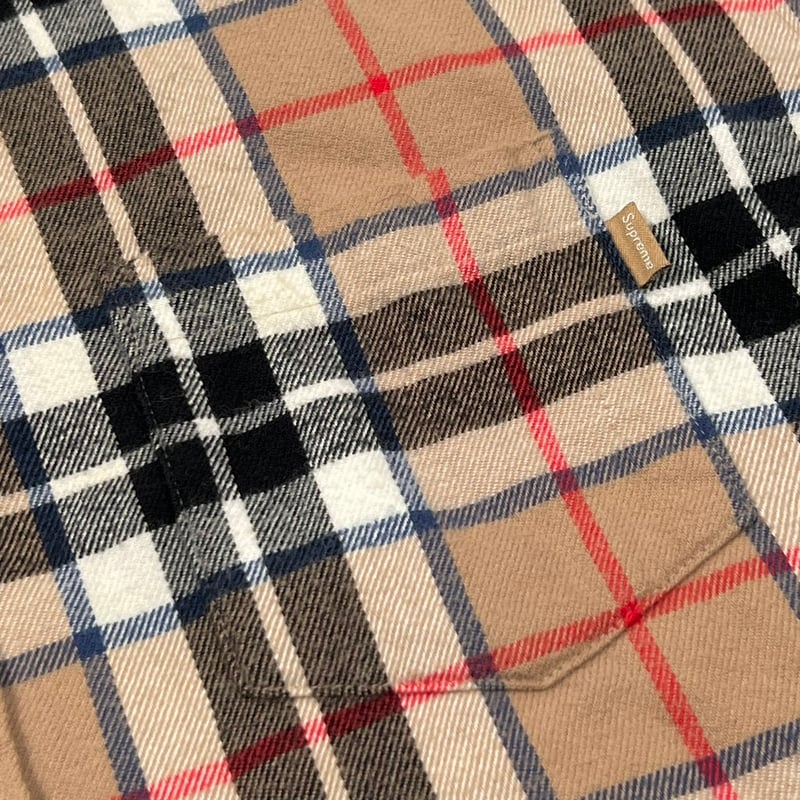Supreme TARTAN FLANNEL LS SHIRT TAN XL | greatL
