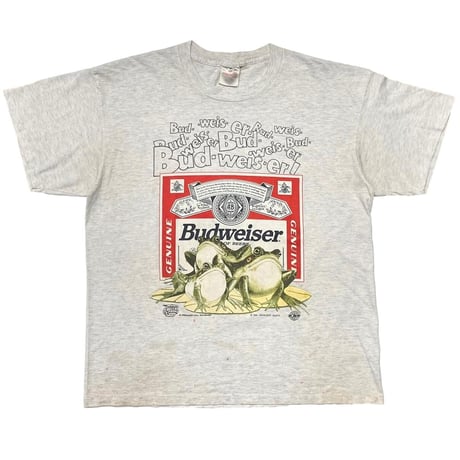 Budweiser 3 FROGS 1995 BEER TOONS ASH GREY ONEITA LARGE 0394