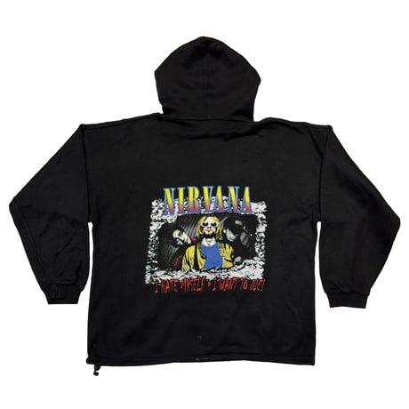 NIRVANA SMILE I HATE MYSELF I WANT TO DIE BOOTLEG SWEAT HOODIE LARGE/XL 3763