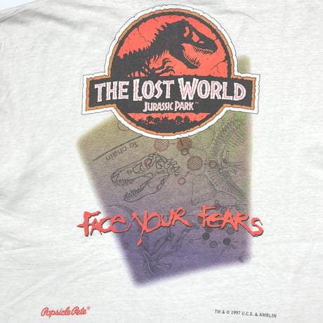 JURASSIC PARK THE LOST WORLD T-REX FACE YOUR FEARS WHITE FRUIT OF THE LOOM XL 6901